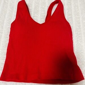 Red Ribbed Tank Top